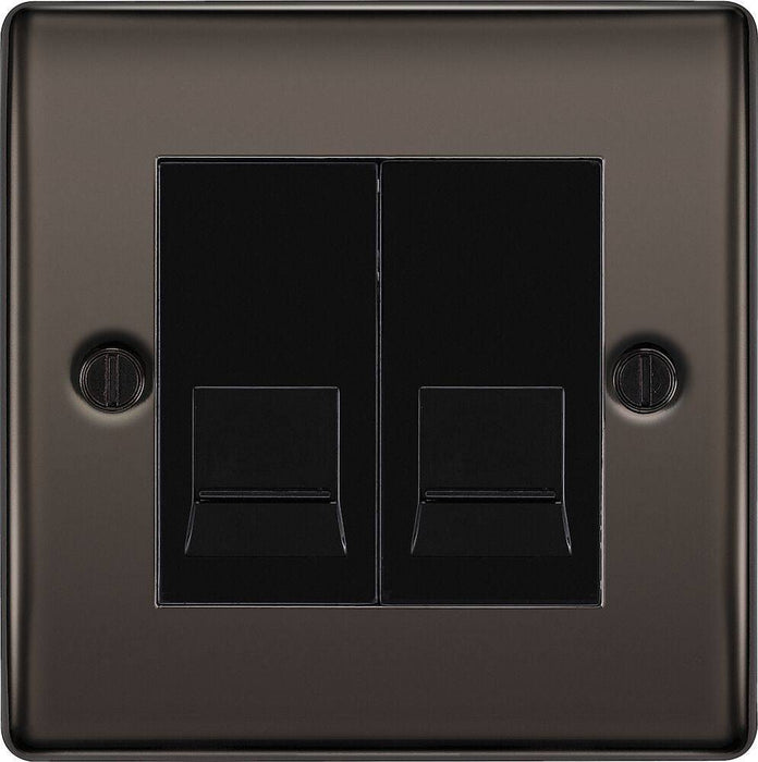 BG Nexus Metal Black Nickel Double Master Telephone Socket NBNBTM2B Available from RS Electrical Supplies