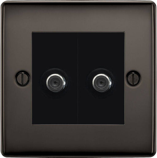 BG Nexus Metal Black Nickel Double Satellite Socket NBN642B Available from RS Electrical Supplies