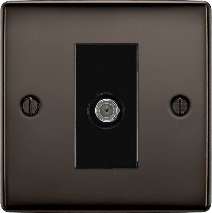 BG Nexus Metal Black Nickel Satellite Socket NBN64B Available from RS Electrical Supplies