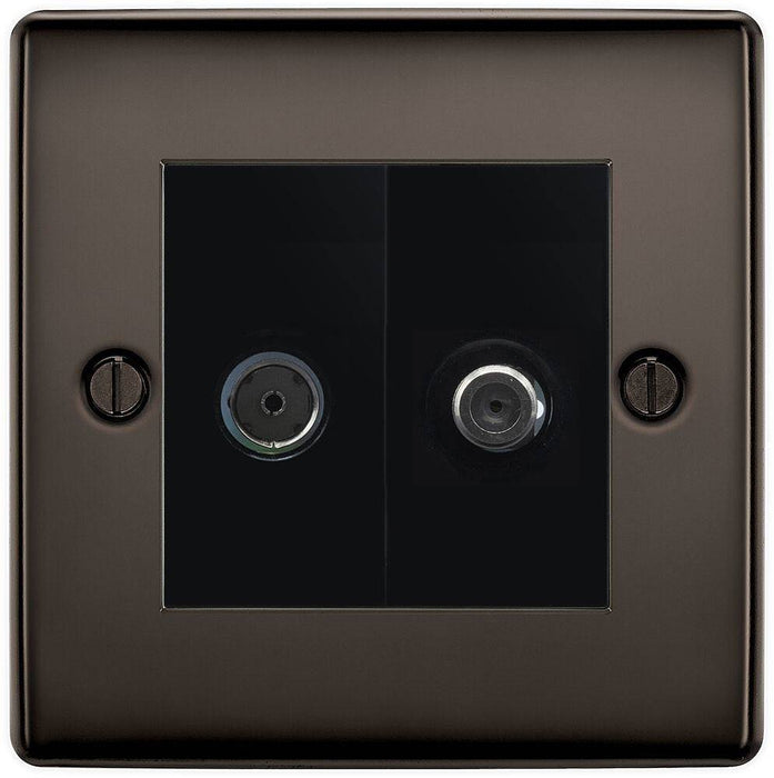 BG Nexus Metal Black Nickel TV & Satellite Socket NBN65B Available from RS Electrical Supplies