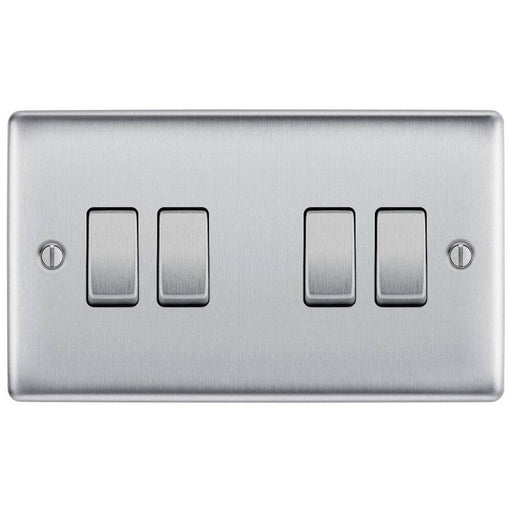 BG Nexus Metal Brushed Steel 4G 2W Light Switch NBS44 Available from RS Electrical Supplies