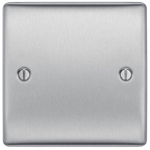 BG Nexus Metal Brushed Steel Single Blank Plate NBS94 Available from RS Electrical Supplies