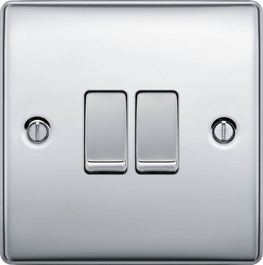 BG Nexus Metal Polished Chrome 2G 2W Light Switch NPC42 Available from RS Electrical Supplies