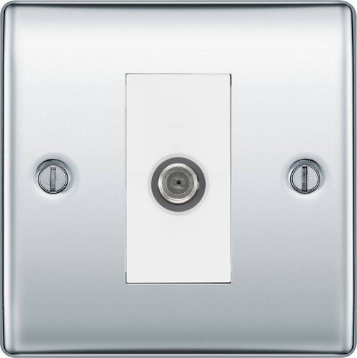 BG Nexus Metal Polished Chrome Satellite Socket NPC64 Available from RS Electrical Supplies