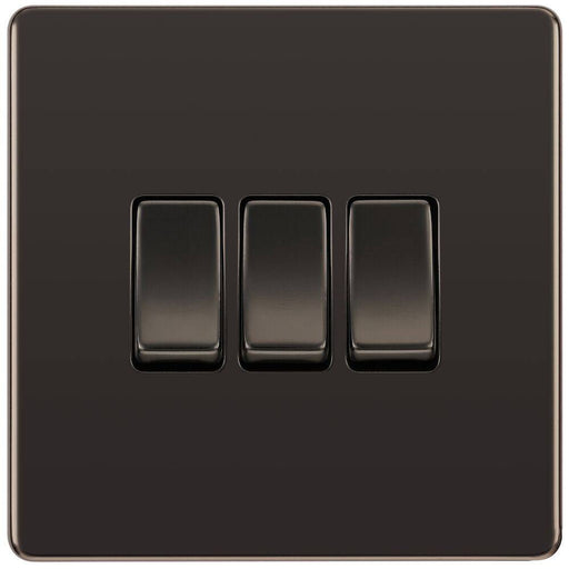 BG Nexus Screwless Black Nickel 3G 2W Light Switch FBN43 Available from RS Electrical Supplies