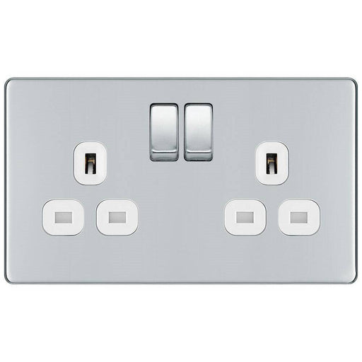 BG Nexus Screwless Polished Chrome 13A Double Socket FPC22W Available from RS Electrical Supplies