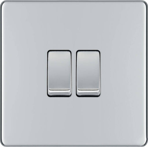 BG Nexus Screwless Polished Chrome 2G 2W Light Switch FPC42 Available from RS Electrical Supplies