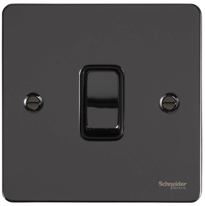 Schneider Ultimate Flat Plate Black Nickel 20A Double Pole Switch GU2210BBN