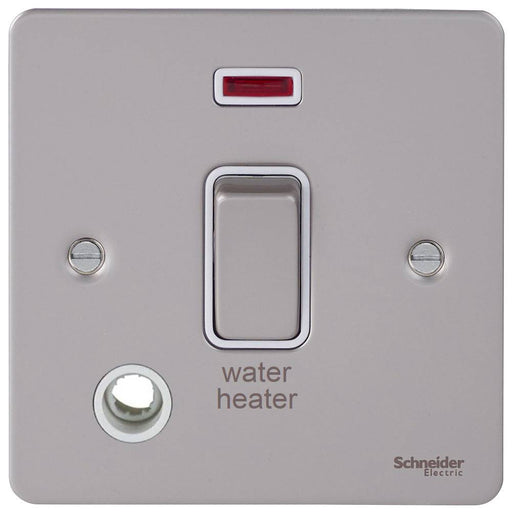 Schneider Ultimate Flat Plate Pearl Nickel 20A DP Switch Neon, Flex & Water Heater GU2214WHWPNAvailable from RS Electrical