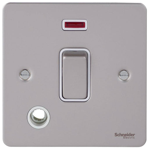 Schneider Ultimate Flat Plate Pearl Nickel 20A DP Switched Spur with Neon & Flex GU2214WPNAvailable from RS Electrical