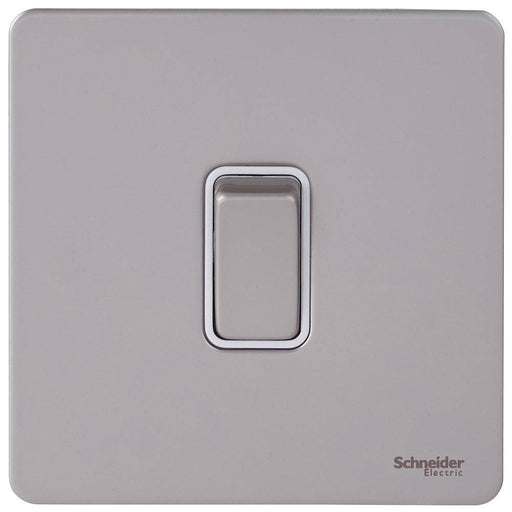 Schneider Ultimate Screwless Pearl Nickel 20A Double Pole Switch GU2410WPNAvailable from RS Electrical