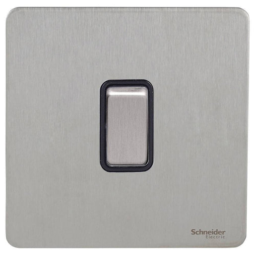 Schneider Ultimate Screwless Stainless Steel 20A Double Pole Switch GU2410BSSAvailable from RS Electrical 