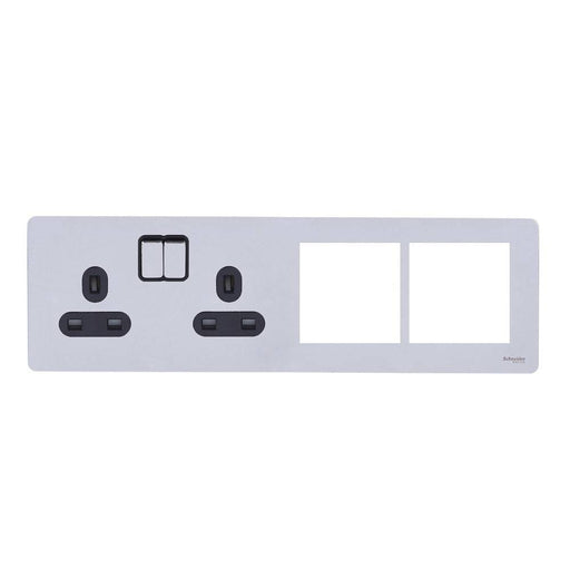 Schneider Ultimate Screwless Polished Chrome 13A Double Socket Combination Plate GU34202DMPBPCAvailable from RS Electrical Supplies