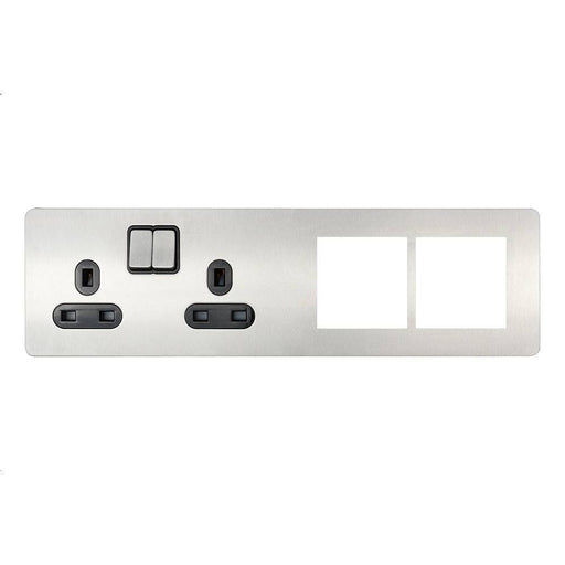 Schneider Ultimate Screwless Stainless Steel 13A Double Socket Combination Plate GU34202DMPBSSAvailable from RS Electrical 