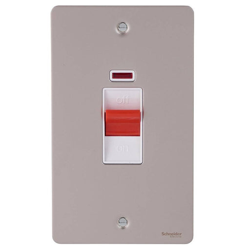 Schneider Ultimate Flat Plate Pearl Nickel 50A DP Control Switch With Neon GU4221WPNAvailable from RS Electrical