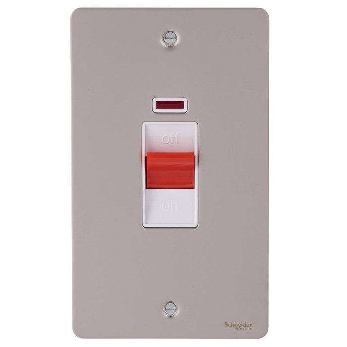 Schneider Ultimate Flat Plate Pearl Nickel 50A DP Control Switch With Neon GU4221WPN