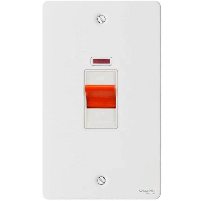 Schneider Ultimate Flat Plate White Metal 50A DP Control Switch With Neon GU4221WPW