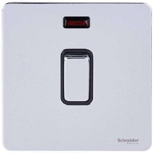 Schneider Ultimate Screwless Polished Chrome 32A DP Control Switch With Neon GU4431BPCAvailable from RS Electrical Supplies