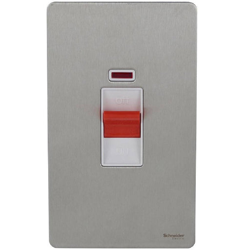 Schneider Ultimate Screwless Stainless Steel 50A DP Control Switch With Neon GU4421WSSAvailable from RS Electrical 