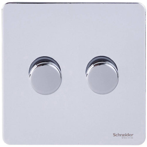 Schneider Ultimate Screwless Polished Chrome 2G 2W 250W Dimmer Switch GU6422CPCAvailable from RS Electrical Supplies