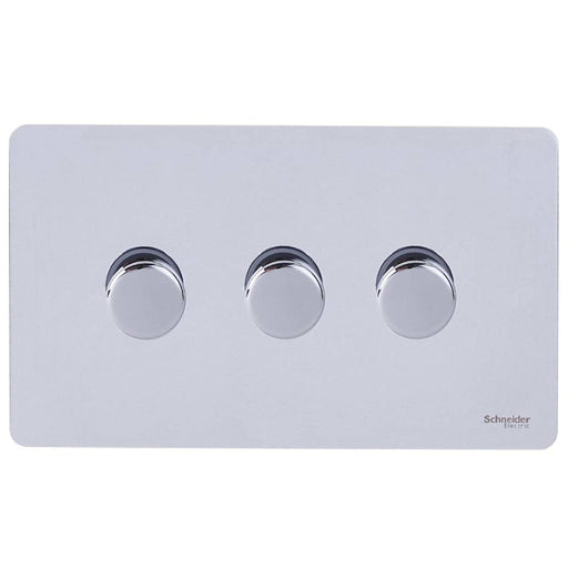 Schneider Ultimate Screwless Polished Chrome 3G 2W 250W Dimmer Switch GU6432CPCAvailable from RS Electrical Supplies