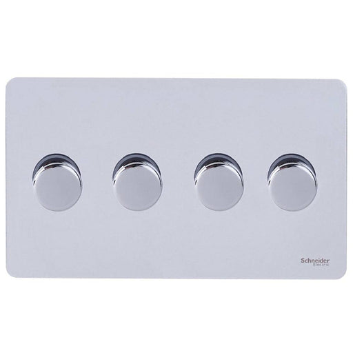 Schneider Ultimate Screwless Polished Chrome 4G 2W 250W Dimmer Switch GU6442CPCAvailable from RS Electrical Supplies