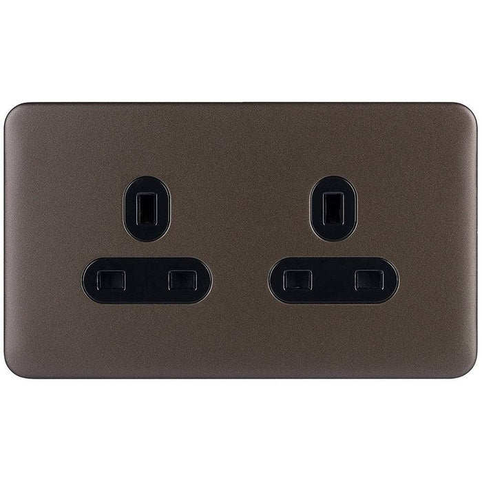 Schneider Lisse Deco Mocha Bronze 13A Double Unswitched Socket GGBL3060BMBS