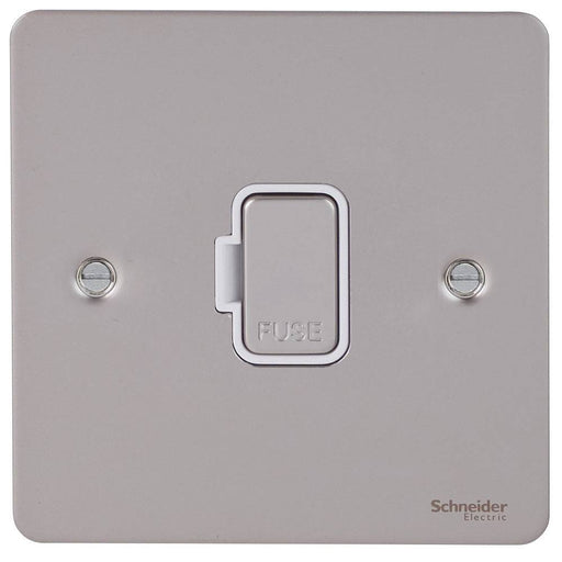 Schneider Ultimate Flat Plate Pearl Nickel 13A Unswitched Spur GU5200WPNAvailable from RS Electrical