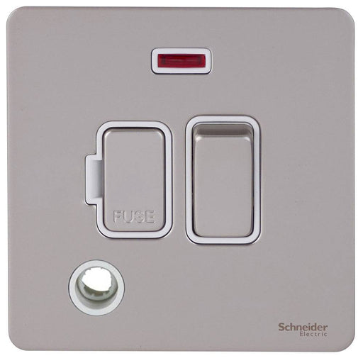 Schneider Ultimate Screwless Pearl Nickel 13A Switched Spur with Neon & Flex GU5414WPNAvailable from RS Electrical