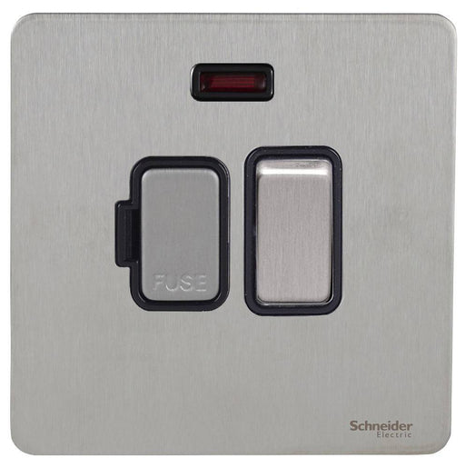 Schneider Ultimate Screwless Stainless Steel 13A Switched Spur with Neon GU5411BSSAvailable from RS Electrical 