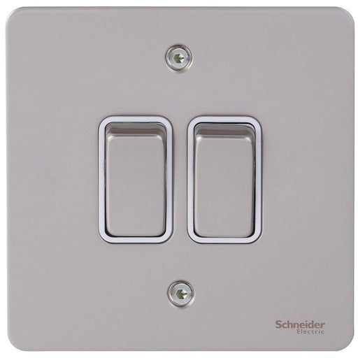 Schneider Ultimate Flat Plate Pearl Nickel 2G Intermediate Switch GU12214WPNAvailable from RS Electrical