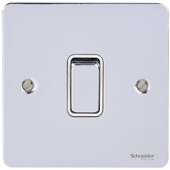 Schneider Ultimate Flat Plate Polished Chrome 1G Intermediate Switch GU1214WPCAvailable from RS Electrical Supplies