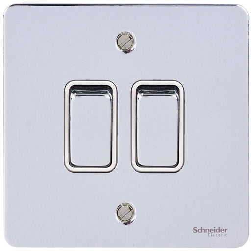 Schneider Ultimate Flat Plate Polished Chrome 2W & Intermediate Switch GU121214WPCAvailable from RS Electrical Supplies