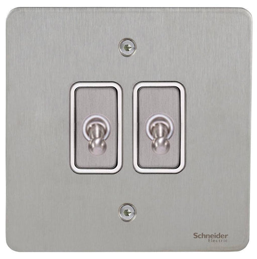 Schneider Ultimate Flat Plate Stainless Steel 2W & Intermediate Toggle Switch GU121214TWSSAvailable from RS Electrical 