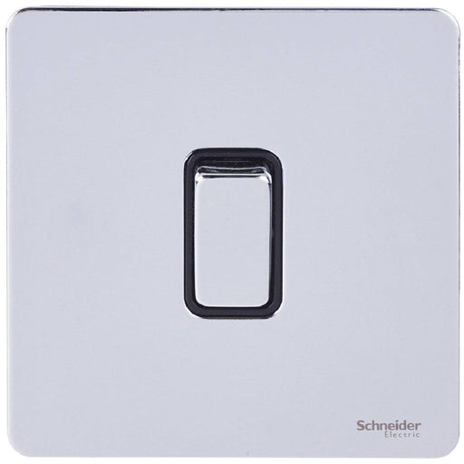 Schneider Ultimate Screwless Polished Chrome 1G Intermediate Switch GU1414BPCAvailable from RS Electrical Supplies