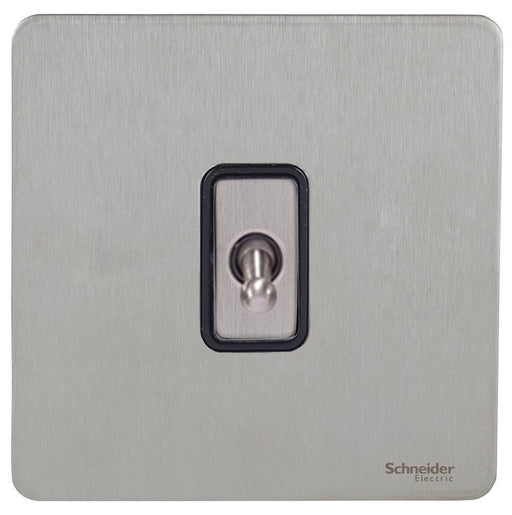 Schneider Ultimate Screwless Stainless Steel 1G Intermediate Toggle Switch GU1414TBSSAvailable from RS Electrical 