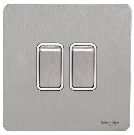 Schneider Ultimate Screwless Stainless Steel 2G Intermediate Switch GU14214WSSAvailable from RS Electrical 