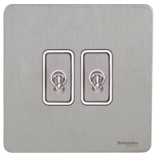 Schneider Ultimate Screwless Stainless Steel 2G Intermediate Toggle Switch GU14214TWSSAvailable from RS Electrical 