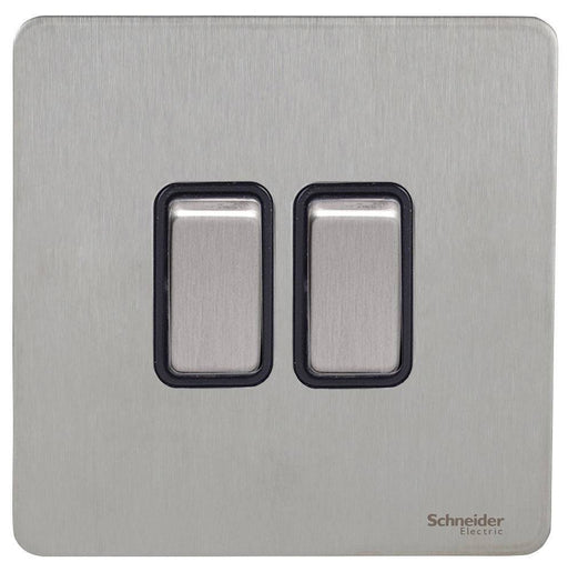 Schneider Ultimate Screwless Stainless Steel 2W & Intermediate Switch GU141214BSSAvailable from RS Electrical 