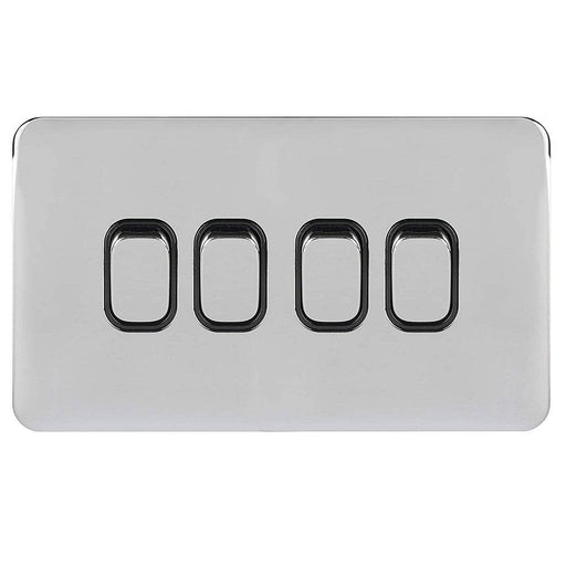 Schneider Lisse Deco Polished Chrome 4G 2W Light Switch GGBL1042BPCAvailable from RS Electrical Supplies