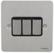 Schneider Ultimate Flat Plate Stainless Steel 3G 2W Light Switch GU1232BSSAvailable from RS Electrical 