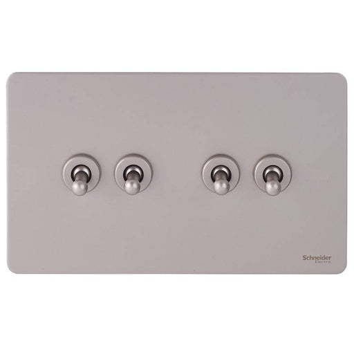 Schneider Ultimate Screwless Pearl Nickel 4G Toggle Switch GU1442TPNAvailable from RS Electrical