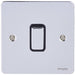 Schneider Ultimate Flat Plate Polished Chrome 1G Retractive Switch GU1212RBPCAvailable from RS Electrical Supplies