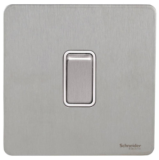 Schneider Ultimate Screwless Stainless Steel 1G Retractive Switch GU1412RWSSAvailable from RS Electrical 