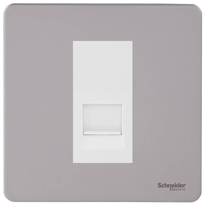 Schneider Ultimate Screwless Pearl Nickel RJ11 Data Outlet GU7451MWPNAvailable from RS Electrical