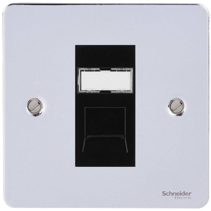 Schneider Ultimate Flat Plate Polished Chrome RJ45 Cat5E Data Outlet GU7271MBPCAvailable from RS Electrical Supplies