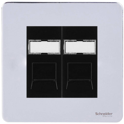 Schneider Ultimate Screwless Polished Chrome Double RJ45 Cat5E Data Outlet GU7472MBPCAvailable from RS Electrical Supplies