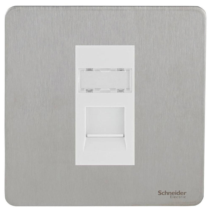 Schneider Ultimate Screwless Stainless Steel RJ45 Cat6A Data Outlet GU7471C6AMWSSAvailable from RS Electrical 