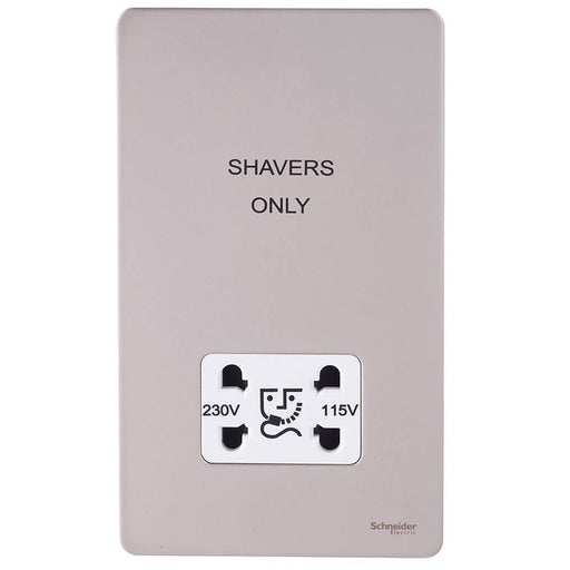 Schneider Ultimate Screwless Pearl Nickel Shaver Socket GU7490WPNAvailable from RS Electrical