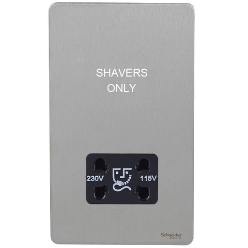 Schneider Ultimate Screwless Stainless Steel Shaver Socket GU7490BSSAvailable from RS Electrical 